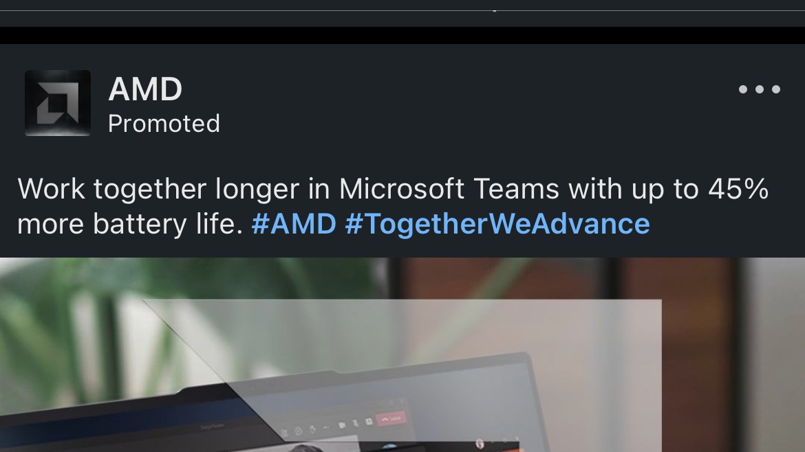 gamrath's tweet photo. Is @AMD mocking @MicrosoftTeams? https://t.co/FT9ftX7sJm