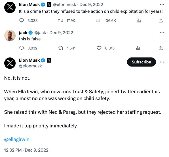 hasanthehun's tweet photo. thank god elon cares about child exploitation. that’s why he reinstated the  psycho qanon account personally after deleting the images of child exploitation he posted that got him banned. https://t.co/RJRAxaInnU