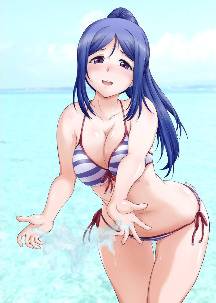 松浦果南 「普段からこれ系のやつは切り取り前も載せてくれって思っていたので切り取り前も掲載～」|鷹那２号のイラスト