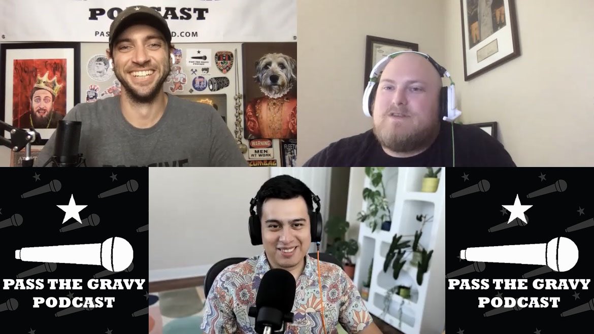 passthegravypod's tweet photo. This week’s podcast is up! The guys talk about narcissism, NFL training camps, and @AlexJMiddleton’s idea to change the rice cake game forever. They also power rank sharks. You can hear episode 524 now wherever you get your podcasts. https://t.co/OCuMaki9ha