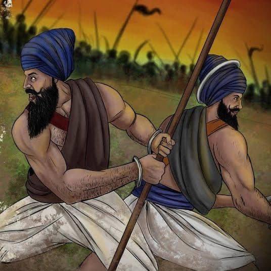 AdvVasukukreja's tweet photo. Remembering the forgotten heroes of Punjab Bhai Bota Singh and Bhai Garja Singh on their martyrdom day . They two fought against 100 soldiers and demanded Khalsa Raj from Zakriya Khan in year 1739. Salute to them . #Sikh #Bhaibotasinghbhaigarjasingh #Khalsa #Sikhhistory https://t.co/eYU13hIi8a