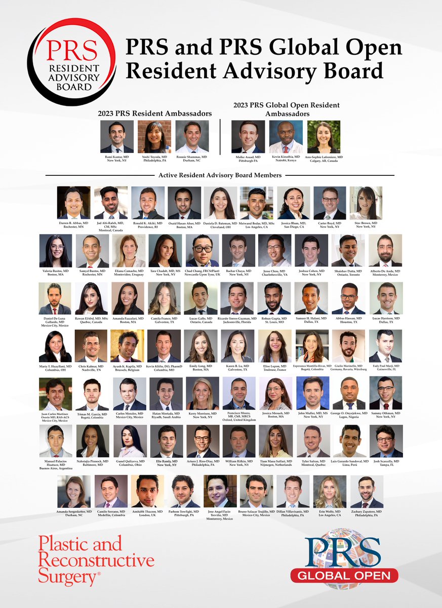 Congrats to the NEW members of this quarter's @prsjournal & #PRSGlobalOpen Resident Advisory Board! Please welcome our new members from all around the world! Learn more and sign up to get involved: bit.ly/PRSGOresidents