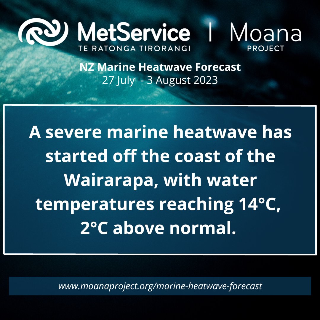 Even with cooling waters, coastal water temperatures are still higher than average, with some regions experiencing strong #marineheatwaves.

More on the weekly forecast that is available thanks to the #MoanaProject can be found here: bit.ly/3qyouUi