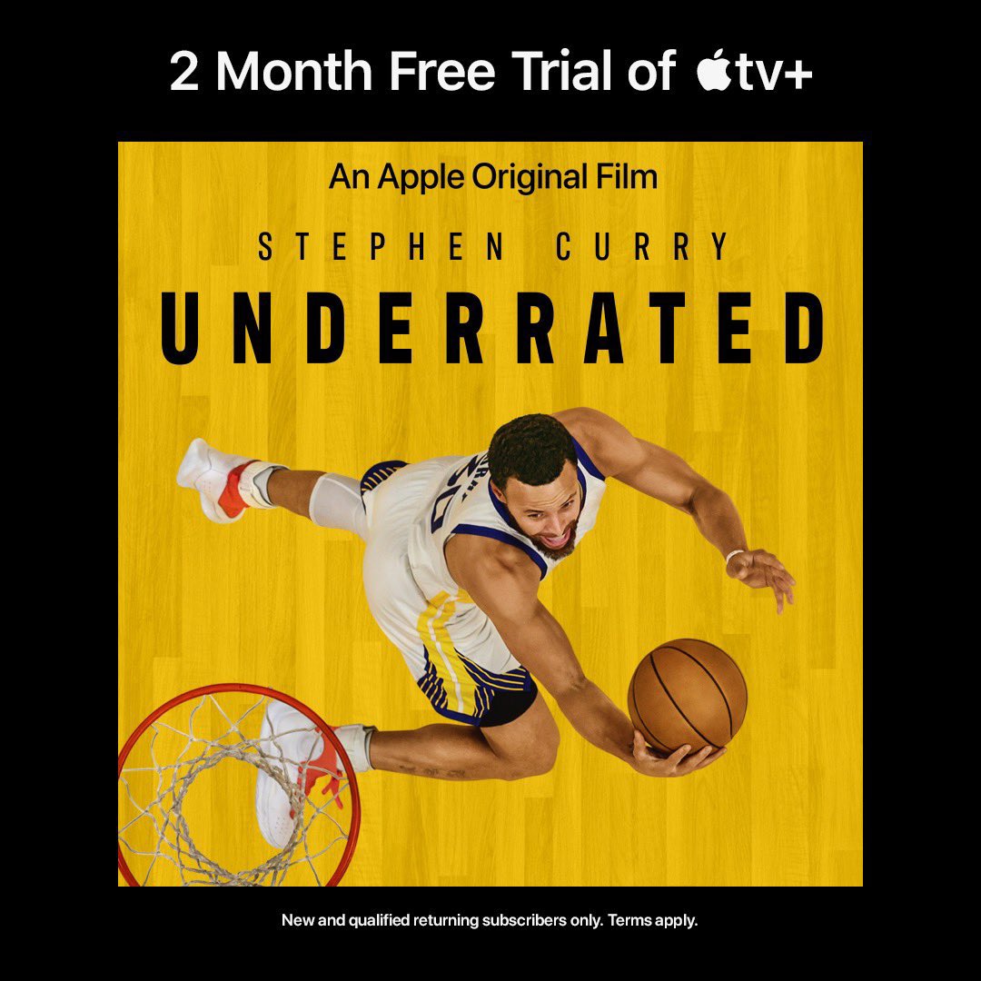 NxtLvlFntasyNBA's tweet photo. More of @StephenCurry30 highlights if watch #UnderratedFilm on @AppleTV 🎬

Free trial:
https://t.co/AxJW846mOb

You get to watch other amazing series too. Binge watching INVASION🐍 https://t.co/QIY121qJHh