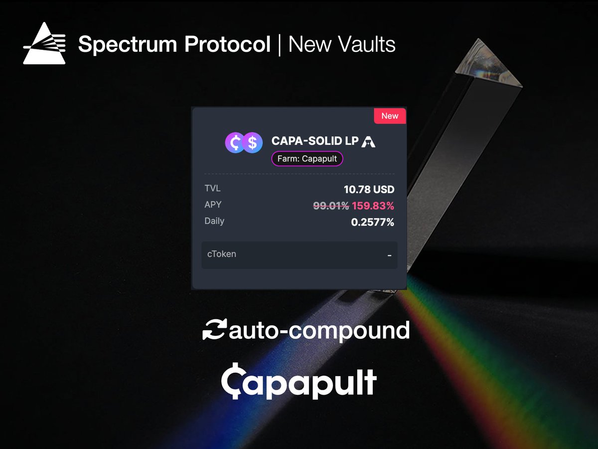 SpecProtocol's tweet image. The @capapult CAPA-SOLID vault is now available on Spectrum Protocol. 
Auto-compound your LP at terra.spec.finance