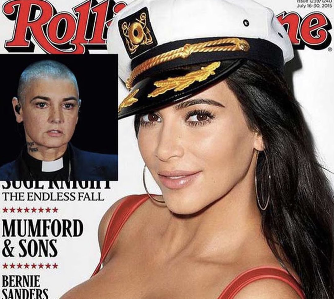 LizCrokin's tweet image. In 2015 Sinead O’Connor posted this epic rant about Kim Kardashian gracing the cover of Rolling Stone to her Facebook page. 😂

“What is this c*** doing on the cover of Rolling Stone? Music has officially died. Who knew it would be Rolling Stone that murdered it? Simon Cowell and…