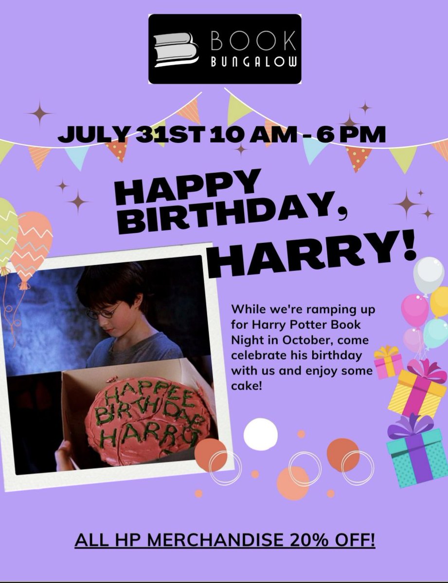 Join us in celebrating Harry Potter's birthday!!!
#BookTwitter #tbr #whattoread #shopindie #shopsmall #shoplocal https://t.co/CvIb8hceUc