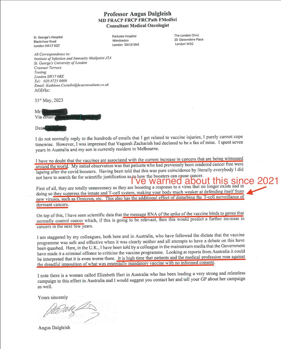 Professor Angus Dalgleish: 'I have no doubt that the vaccines are associated with the current increase in cancers that are being witnessed around the world' 'they suppress the innate and T-cell system, making your body much weaker at defending itself from new viruses, such as…