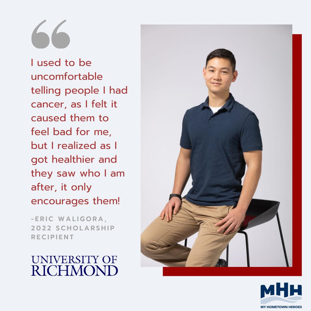 Shout out to 2022 recipient Eric Waligora!👏Eric, a leukemia survivor, is at the University of Richmond studying biology in hopes of going to vet school. In his free time, Eric enjoys badminton and learning about insects with stingers, especially bees🐝 Congrats Eric! #survivor