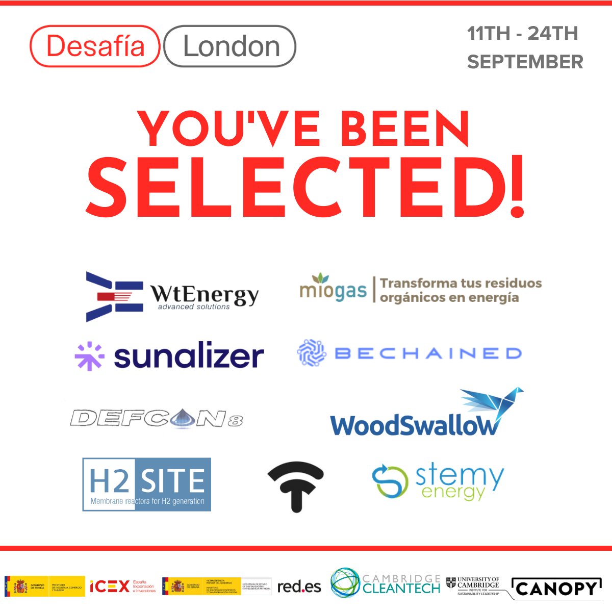 Spain's cleantech ecosystem is growing fast. In 2021, the sector raised €1.6 billion, +20% vs PY. There are now 1,500+ cleantech companies in Spain. We are delighted to announce the first 9 to participate in Desafía London Cleantech Immersion Programme. london.desafia.gob.es/cohort-1