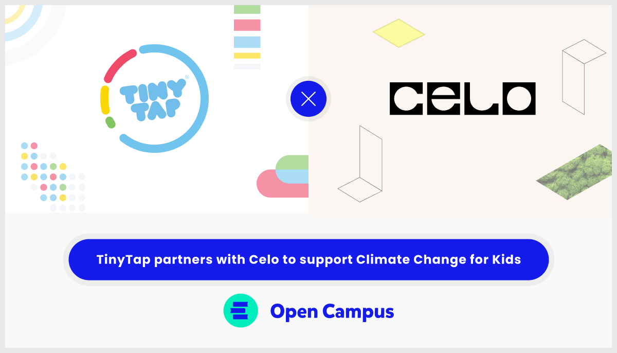 Super excited that <a href="/CeloOrg/">Celo</a> will be joining TinyTap as a key Web3 partner to support the <a href="/opencampus_xyz/">Open Campus</a> "Climate Change for Kids" campaign to bring more awareness on the topic of climate and sustainability for our future generation!

#climatechange4kids