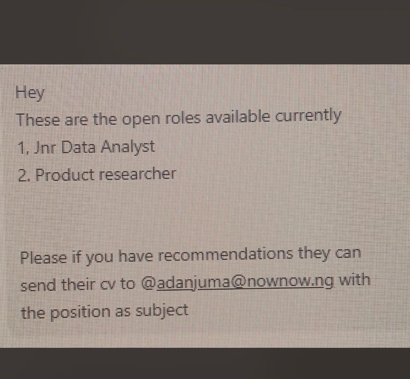 📌 Junior analysts Send CV to the email specified in the snapshot. Goodluck.