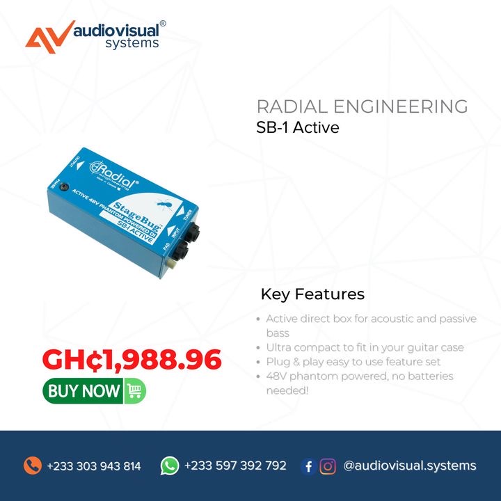 avsghana's tweet photo. Happy Midweek Fam!

The StageBug SB-1 is a compact active direct box designed to fit inside a guitar case for artists who prefer to travel light.

Contact us for yours!
.
.
.
#audiovisualsystems #radialengineering #radial #stagebug https://t.co/HBSVOC93JH