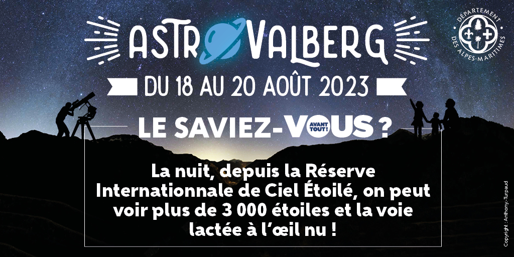 AlpesMaritimes's tweet photo. #AstroValberg
Dans l’attente d’en apprendre plus sur l’espace et les richesses du ciel étoilé lors du festival « AstroValberg », place à un « Le Saviez-Vous ? » version astronomie 🌟
RDV du 18 au 20 août 2023 à Valberg 🚀
+ d’infos 👉 https://t.co/X4OnsGfTt3 https://t.co/EvV4dfADc7