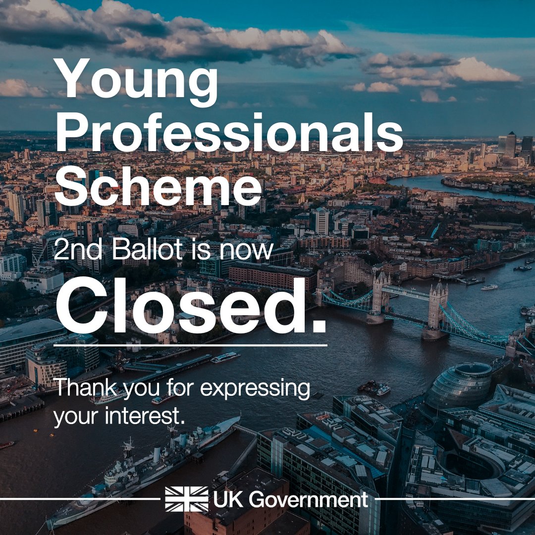 The second ballot for the Young Professionals Scheme 2023 is now closed.

Thank you for expressing your interest, you will be advised of your result within 14 days.

Details of ballots for 2024 will be announced in due course. #IndiaYPS