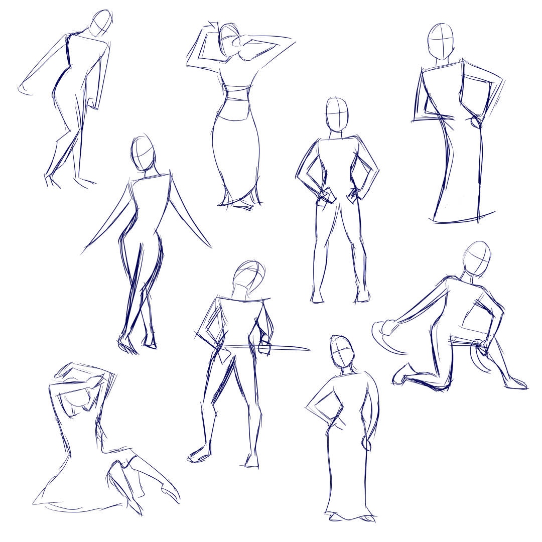 AnitasWorlds's tweet photo. Some gesture drawings. Still far too stilted for my taste :( https://t.co/hLEptUzKws