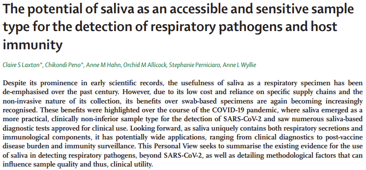 LancetMicrobe's tweet photo. New personal view article>

The potential of saliva as an accessible and sensitive sample type for the detection of respiratory pathogens and host immunity

https://t.co/EeeF0EDMMW https://t.co/FkXbKxV18h