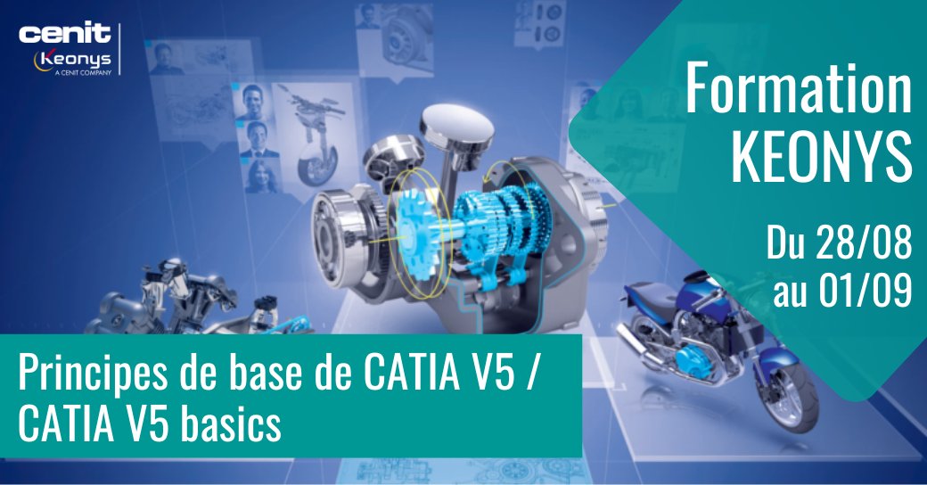KeonysPLM's tweet photo. 📚 Formation - Principes de base de CATIA V5 du 28/08 au 01/09

Cette formation vous permettra de maîtriser les compétences essentielles pour créer des pièces, réaliser des assemblages et produire des dessins professionnels : https://t.co/PI8Kx8x3Eb

#CATIA #FormationCATIA https://t.co/1t5cM5E3I8