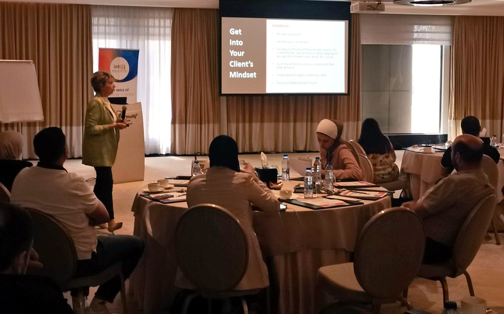intajICTJO's tweet photo. The Visionary Leader in #Outsourcing, #Staffing and #Business_Success: #Olga_Fragis during the "#IT_outsourcing success" workshop organized today by #intaj in partnership with @Live_Assets https://t.co/6vSDreAsb3