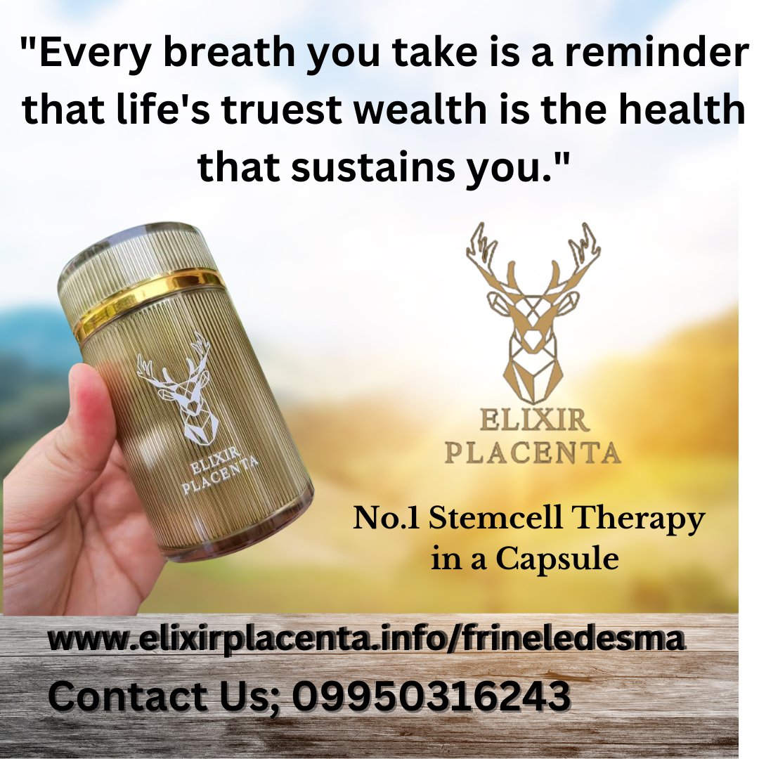 Elixir_Placenta's tweet image. Embrace the boundless joys of life with Elixir Placenta Stemcell Therapy! 🌿💪 
Say goodbye to illnesses and embrace a world of vibrant health, where every moment is filled with energy and vitality.
 elixirplacenta.info/frineledesma 
 #ElixirStemcellTherapy #HealthyLiving #Vitality