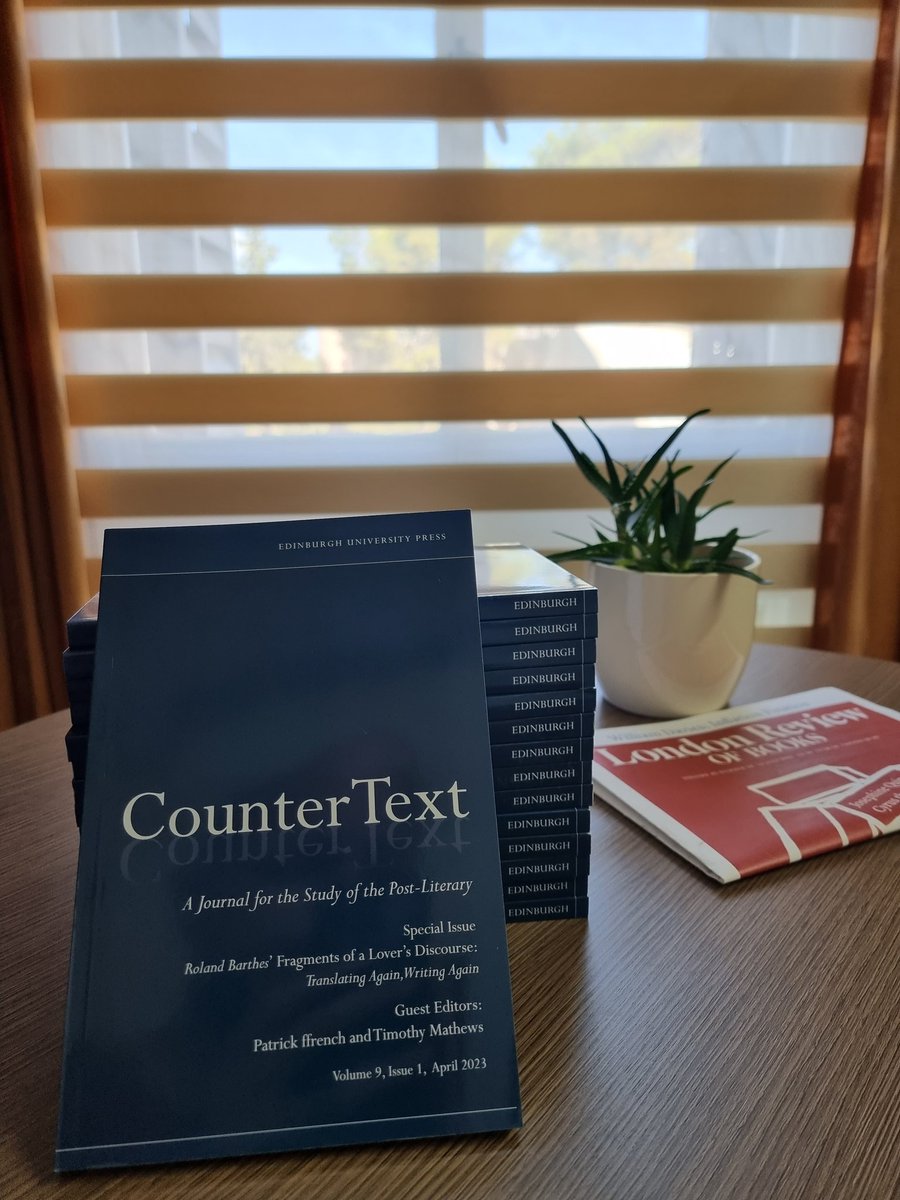 CounterText's tweet photo. Hard copies of #CounterText 9.1, a Barthes special issue (featuring a brand-new translation of parts of Fragments of a Lover's Discourse), are now out there in the world. Perfect summer reading for anyone interested in Barthes, translation, creative criticism, and love 💘 https://t.co/uunas8ACFt