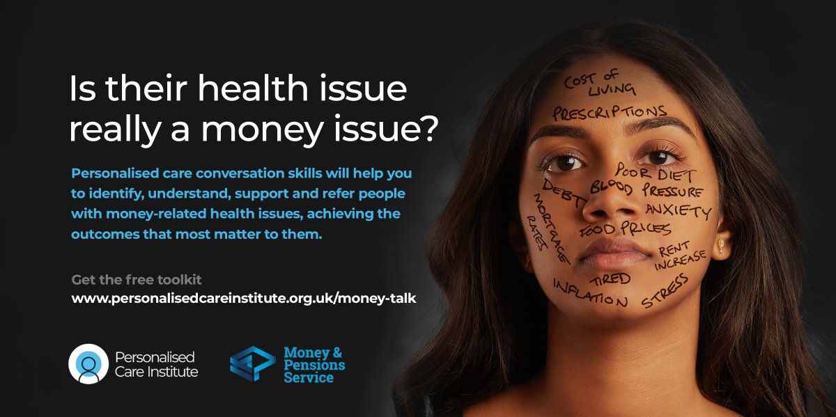 Launched by @Pers_Care_Inst and @MoneyPensionsUK,The Money Talk Toolkit helps HCPs support patients with money-related health issues. 50% of HCPs surveyed say money problems have caused more health issues in the past six months personalisedcareinstitute.org.uk/money-talk/
