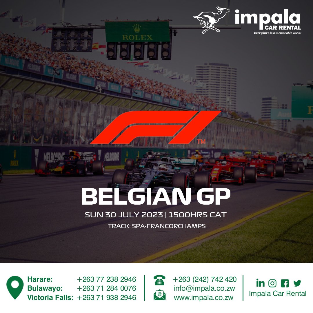 Formula 1 lovers gather around.😎 The Belgian GP is on this coming Sunday. Which team are you? #BelgianGP #formula1 #july #impalacarrental #thursday #tbt