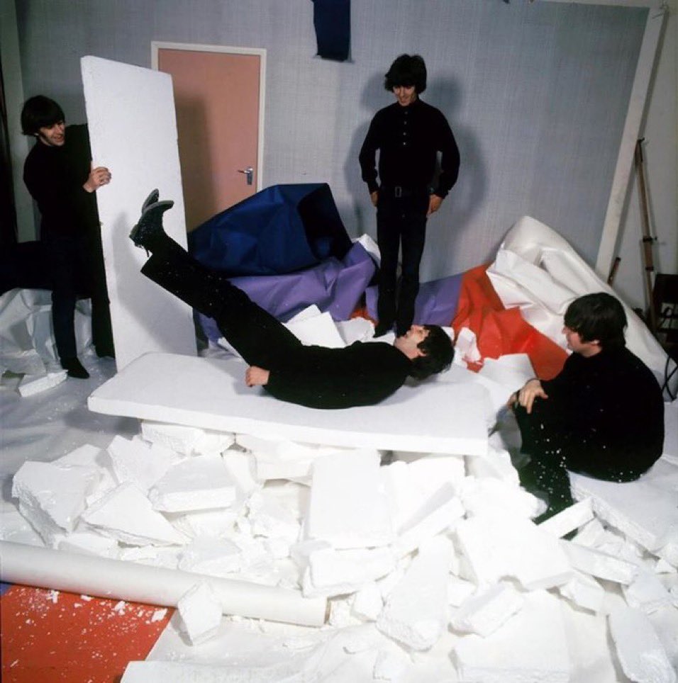 When the photoshoot gets messy! West Hampstead, London 1965 #TheBeatles #sixties #1960s #photoshoot #westhampstead #beatleslondon