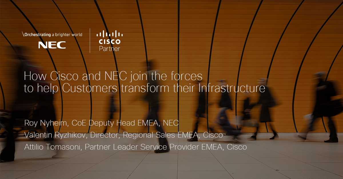 Cisco and NEC join forces to help customers transform their infrastructure. Join the webcast on 10 August to explore the transformative potential of IP-optical convergence and how to achieve optimized service delivery, innovation, and cost savings. cs.co/6012PnUQ6