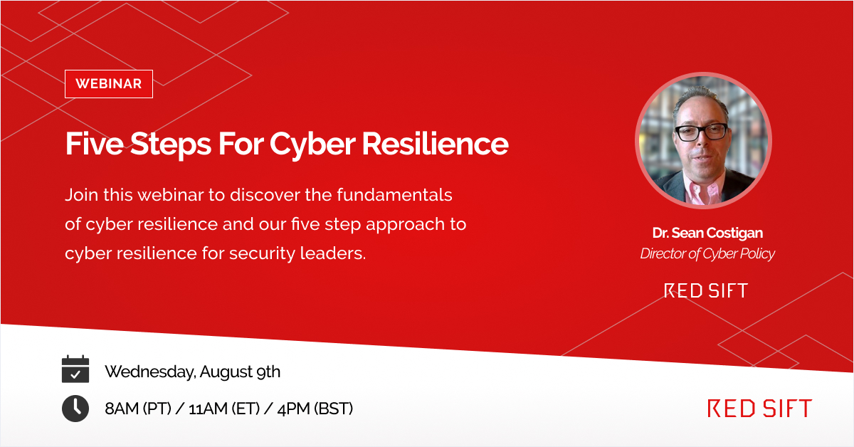 How does your company approach #CyberSecurity resilience?

Join <a href="/seancostigan/">sean "transatlantic commuter" costigan</a>, 2023 <a href="/NATO/">NATO</a> Serge Lazareff Prize Winner and Red Sift Director of Cyber Policy, to learn how to build #CyberResilience in your organization with a 5️⃣ step approach.

Register at: ow.ly/5Gnn50Phj2k