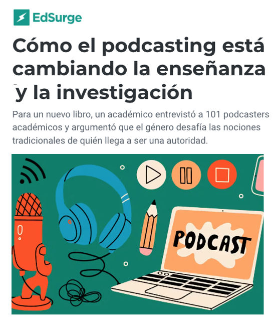 LuismiPedrero's tweet photo. «Hay algo roto en la forma de producir conocimiento en la #Academia: los investigadores pasan años escribiendo, pero lleva años publicar y lo leen pocas personas. El #podcast facilita el diálogo socrático entre académicos abierto a todos»

🔗 https://t.co/ZRlByA6tGf (@ViaPodcast) https://t.co/V9OWT04keW
