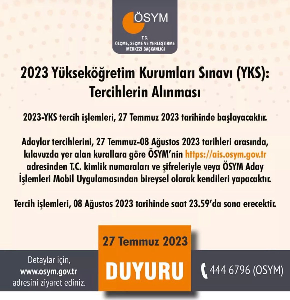 sinavegitim's tweet photo. 2023 Yükseköğretim Kurumları Sınavı (YKS): Tercihlerin Alınması

#tercih2023 #yks #yks2023 #sınaveğitimkurumları #ykstercih https://t.co/wHc7ythvZF
