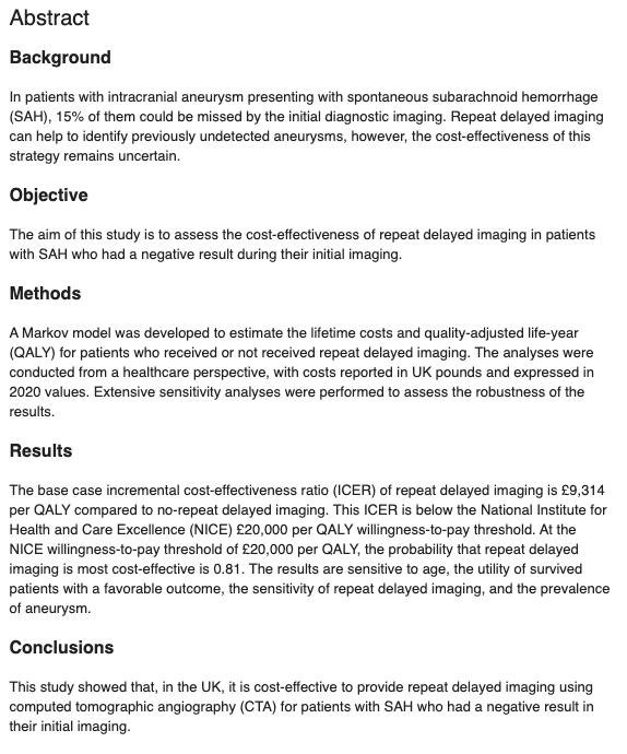 Lily Huajie Jin (@jinhuajiehotma1) on Twitter photo Check our new study which revealed that it is cost-effective to provide repeat delayed imaging using computed tomographic angiography for patients with spontaneous subarachnoid hemorrhage who had a negative result in their initial imaging: doi.org/10.1371/journa⦠<a href="/AhilanKVasan/">Ahilan Kailaya-Vasan FRCS</a> Check our new study which revealed that it is cost-effective to provide repeat delayed imaging using computed tomographic angiography for patients with spontaneous subarachnoid hemorrhage who had a negative result in their initial imaging: doi.org/10.1371/journa⦠<a href="/AhilanKVasan/">Ahilan Kailaya-Vasan FRCS</a>