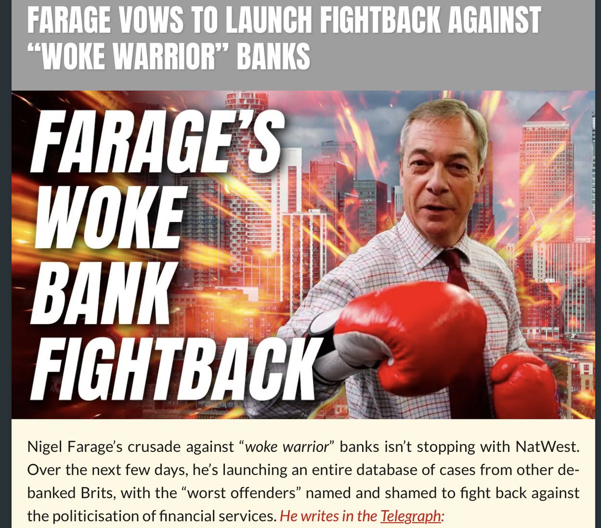 KeillerDon's tweet photo. About time the arrogant, overpaid, woke, Banksters got confronted and sacked.
And Farage is the man to make it happen.
#CouttsFiles #GoWokeGoBroke
https://t.co/HzTWhO4rp8 https://t.co/vEelkXCS8R