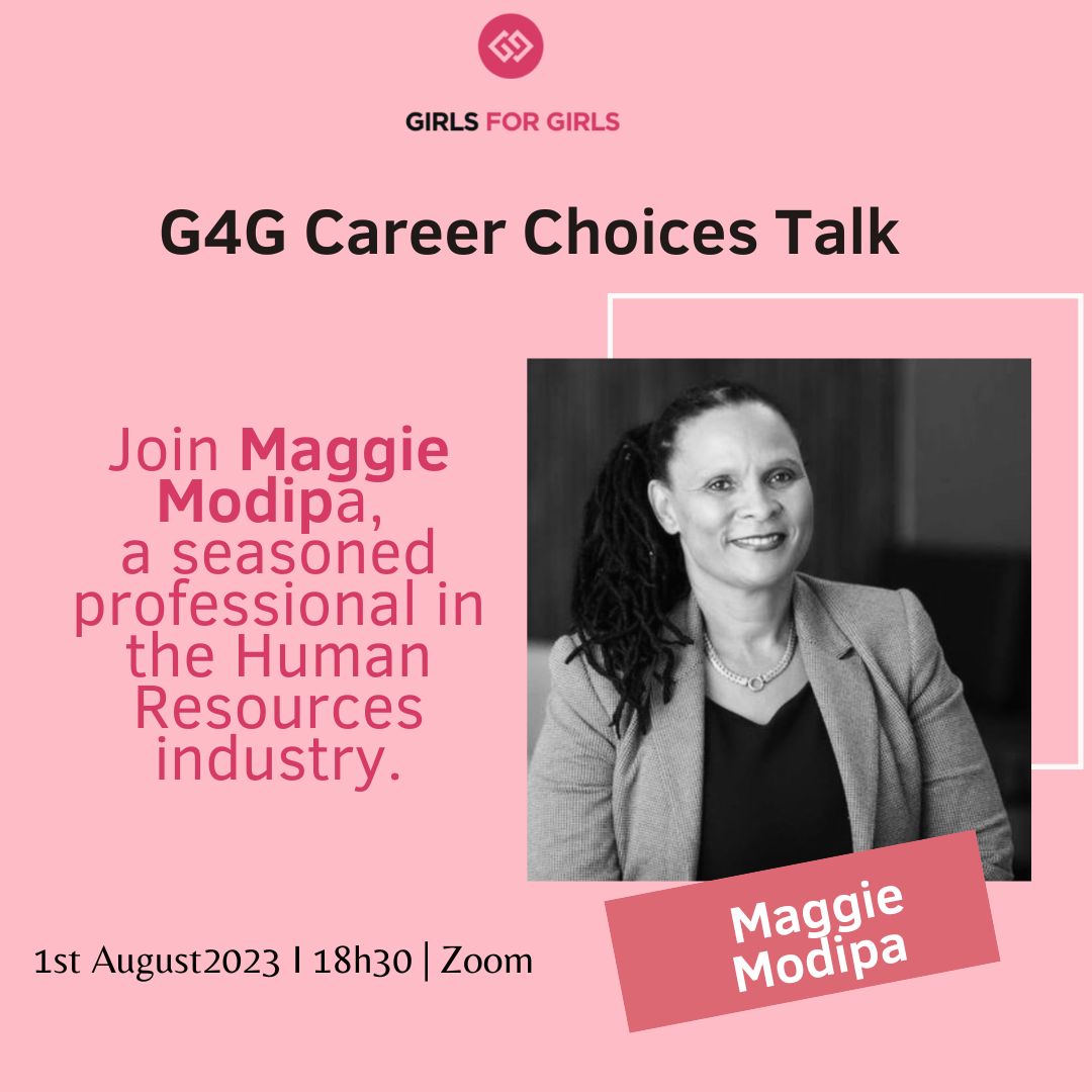 Girls4GirlsRSA's tweet photo. Dear Phenomenal Women 🌺

G4G South Africa is pleased to be hosting a series of talks on Career Choices. Our first speaker is Maggie Modipa, a seasoned professional in the Human Resources industry.

The talk will take place online from 18h30 to 19h30 on Tuesday 1st August 2023.👇🏼 https://t.co/uAfiDYMQeI