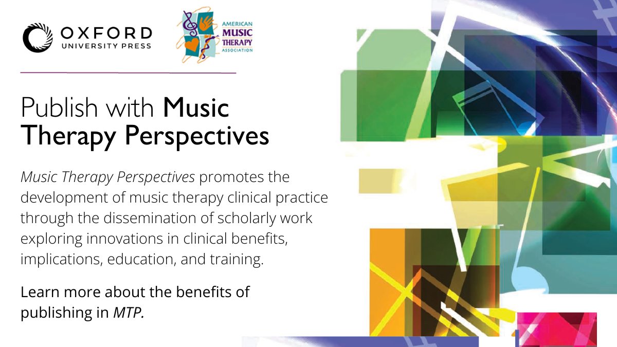 Music Therapy Perspectives, an official journal of @AMTAInc, is the perfect home for research that explores innovations in clinical practice, benefits, education, and training. bit.ly/3YgRRKj #WCMT23 #musictherapy @AmtaResearch