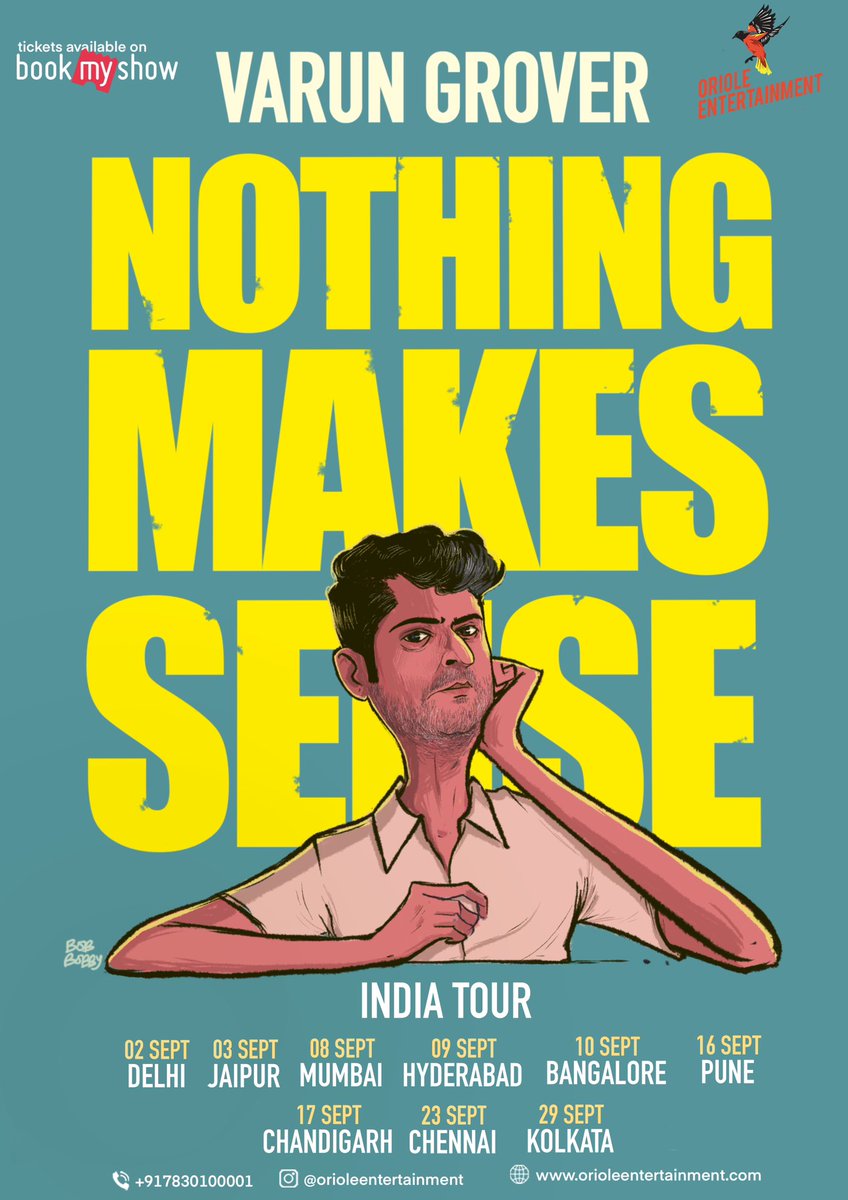 varungrover's tweet photo. Finally doing my first ever solo standup tour in India. 

Aa jaao! 

Tickets etc on: https://t.co/dot7pSSa9c https://t.co/dIuOBI41zJ