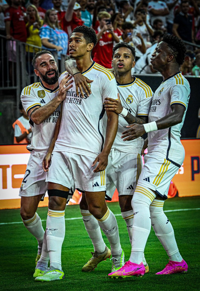 goal's tweet photo. Jude Bellingham's first Real Madrid goal came against Manchester United 🥶 https://t.co/bNyQVdBb6x
