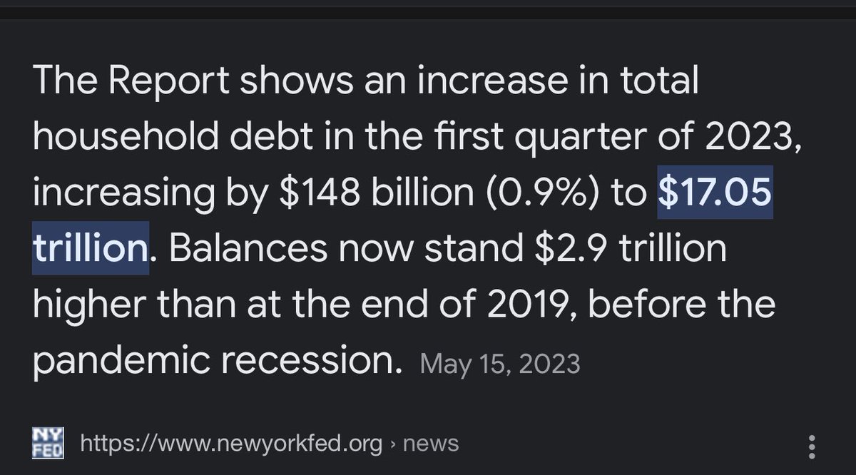 thewiserwiseman's tweet photo. @GrantCardone Household debt at historic highs and the FED is making that debt more expensive for American families. Inflation was always a supply side problem that no one wanted to address. Powell said supply side would fix inflation but it’s not in the scope of the FED. https://t.co/NDXzGGcaXI