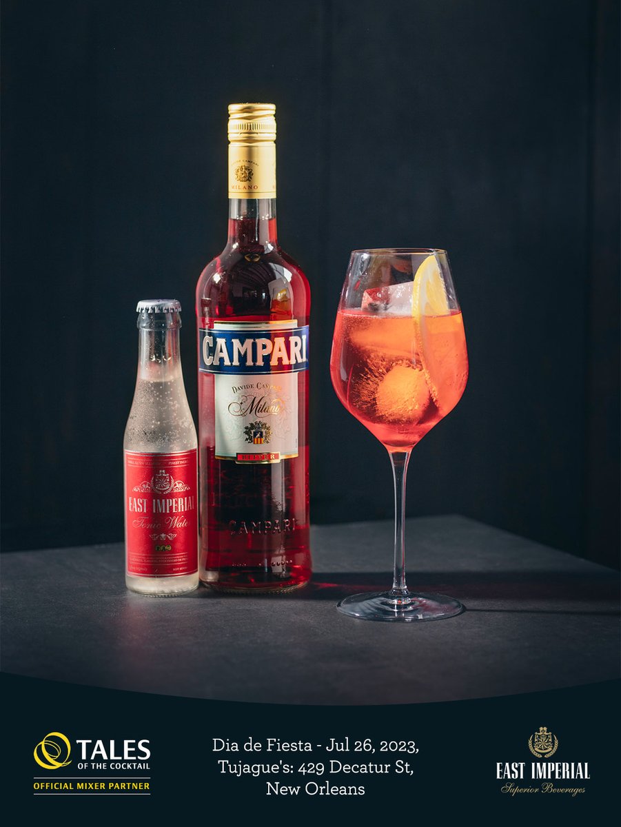 East_Imperial's tweet photo. Excited to be poured alongside @campari at Dia de Fiesta tonight at @totc - sip, savour, and celebrate with the likes of Dr. Ivan Saldana and Jesus Susunaga Acosta.
#OfficialMixerPartner #eisb #tales2023 #talesofthecocktail2023 https://t.co/4r10i0B0Rc