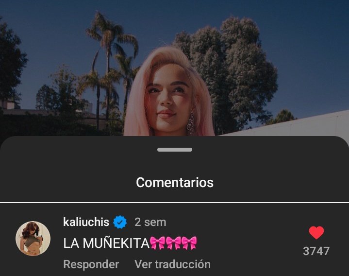 KarolGWW's tweet photo. Hace 2 semanas aproximadamente Kali comentó el post de Karol haciendo referencia a lo que es ahora el título de su próximo sencillo "MUÑEKITA" 👀🎀🩷 https://t.co/ZBTKOTnPO5