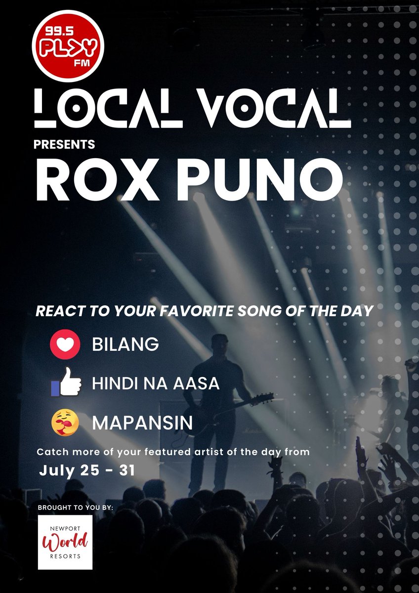 Tune in again tonight at 7pm for another set of awesome OPM music! Don’t forget to react to your favorite song of the day to show your love and support for local music. This Local Vocal Playlist is brought to you by Newport World Resorts. #LocalVocalPlaylist #OPMWeek