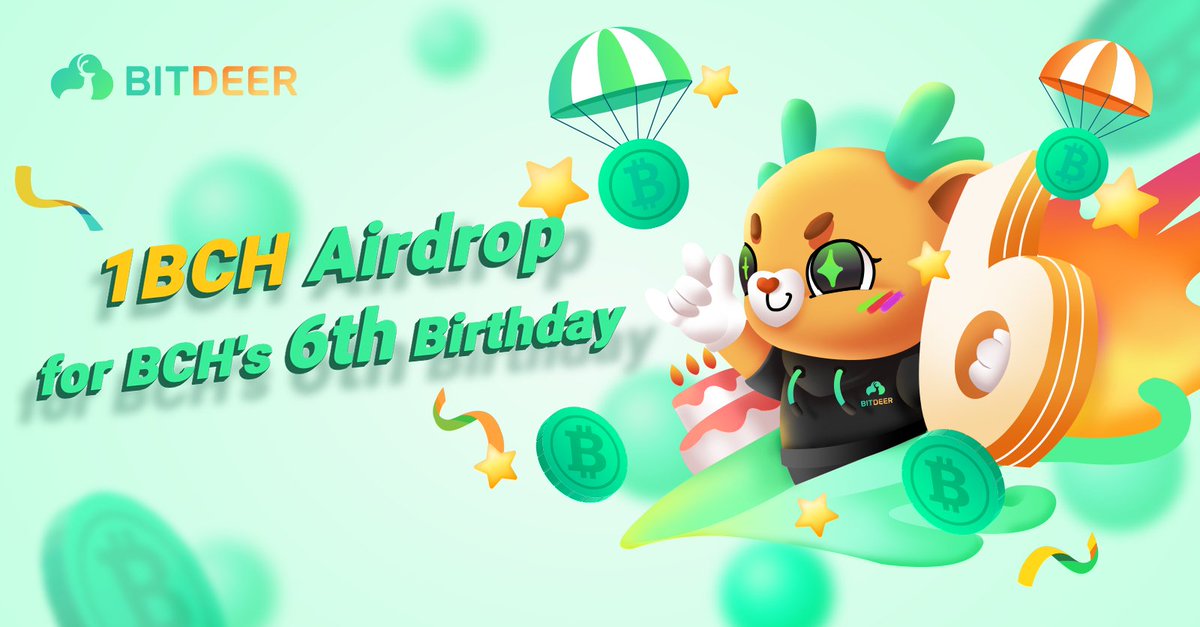 @cctip_com draw 1 BCH 1000  

🎉 Happy 6th Birthday, #BitcoinCash ! 🎂🚀

FOLLOW <a href="/BitdeerOfficial/">Bitdeer</a> , RT &amp; TAG your BFF for a chance to get a share of 1BCH Airdrop! 🎁💸

But wait, there's more! Participate in our #miningpool bet 👉 bitdeer.com/en/cloud-minin… for a shot at 10 #BCH