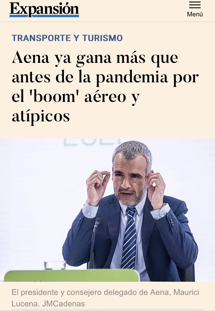 Otro año de récord de Aena. 

Aena gana 607,7 millones de euros hasta junio
Los 144,1 millones de viajeros de todo el Grupo hasta junio implican ya una recuperación del 100,5% del tráfico prepandemia
Un buen momento para corregir la precariedad laboral

🔗aena.es/es/prensa/aena…