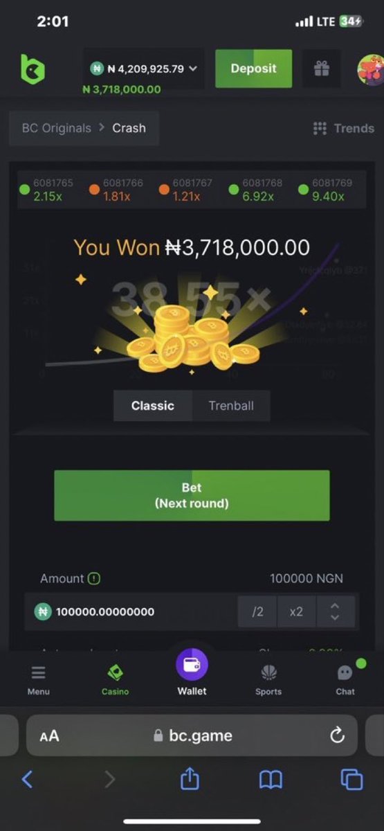 feranmi_flash1's tweet photo. 3.7million + won already ✅💪 

First 500 Retweet &amp; Drop Aza 
Let’s do some people Breakfast 

You can Sign up bc game if you don’t have &amp; fund it asap🤏 join with my link👉. 
https://t.co/lpD1Zx8NKK after funding with nothing less than 20k let me know. https://t.co/9qS4KcJhZH