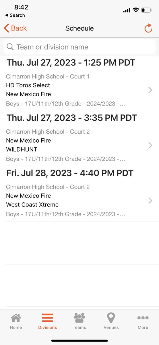 Schedule so far for the Bigfoot tournament in Las Vegas! (New Mexico Fire)
