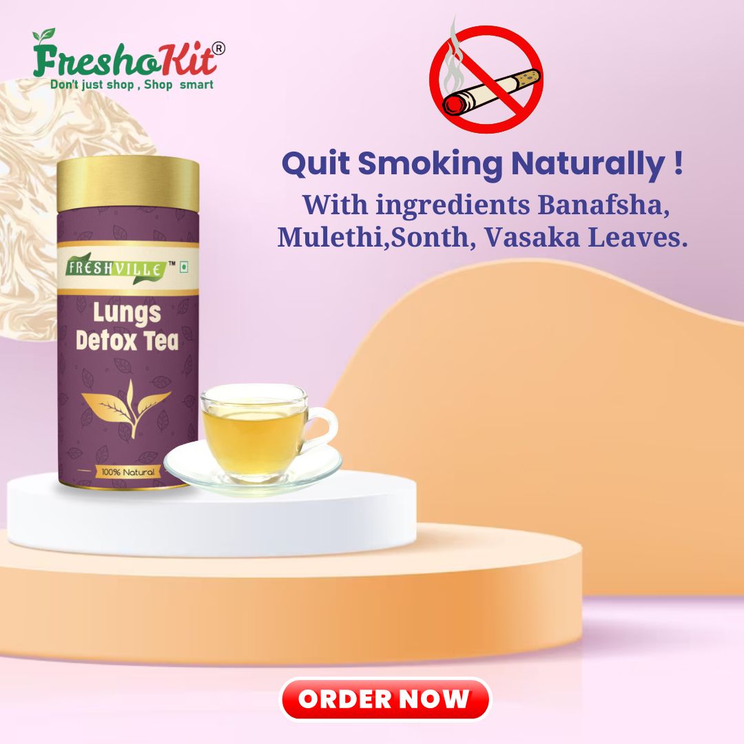 🌿 Breathe easy with FreshoKit! 🌬️🍃 Say goodbye to smoking and embrace a natural lung cleanse with Freshville's Lungs Detox Tea! 🍵
.
.
#freshokitindia #women #healtht #LungsDetox #NaturalCleanse #BreatheEasily #herbaltea #teatime #tealover #teaoftheday #organictea #premiumtea