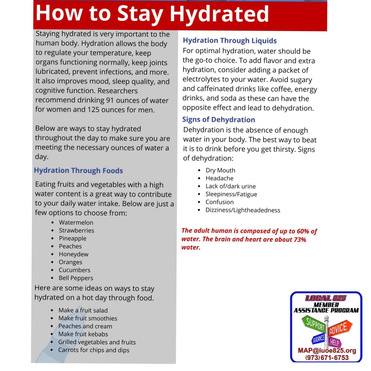 iuoe825map's tweet photo. The summer is upon us in North America and knowing how to prevent #heatstress staying hydrated & signs of #heat related illnesses is important in our industry‼️
#cnstruction #safety #njconstruction #825map https://t.co/Jckd6gDFnc