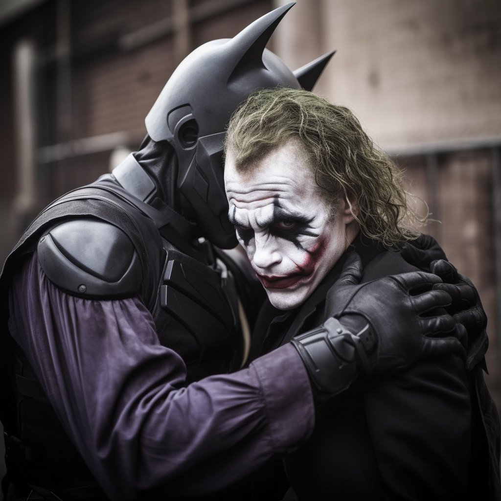 PromptportAi's tweet photo. Prompts sharing
(Visit https://t.co/YNgy0LfPfy , get best prompt)

Prompt: The Joker hugs Batman. Real photo --v 5

#DC #Batman #thejoker https://t.co/ovIVxulAqk