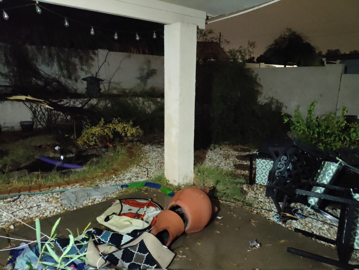RinNathe's tweet photo. Fuck... A dust storm turned into a holy shit, a tree feel in our backyard storm.... https://t.co/WigXyQpnLt